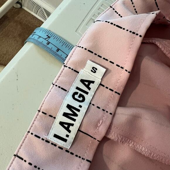 I AM GIA Pink Pinstripe Dominique High Rise Cropped Pants Size Small - Picture 7 of 16